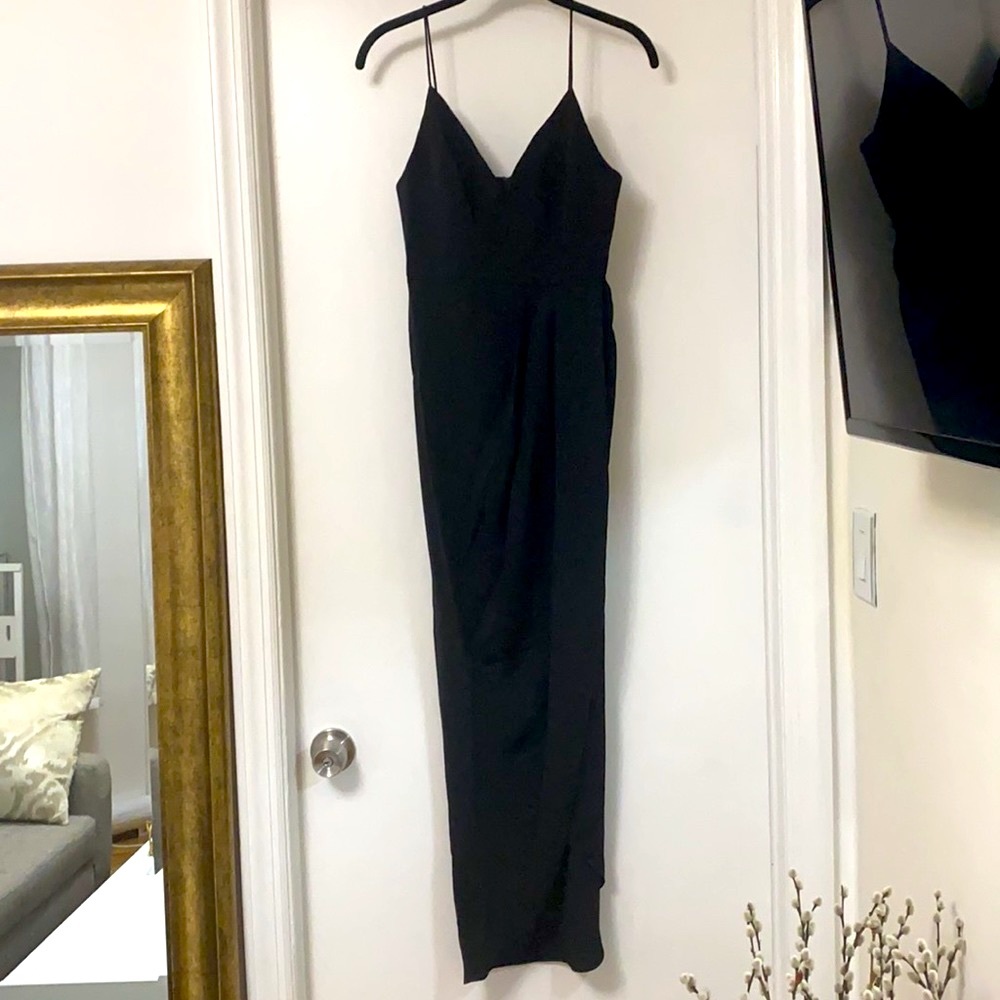 SHONA JOY- CORE DRAPED DRESS- BLACK- US 4- NWT